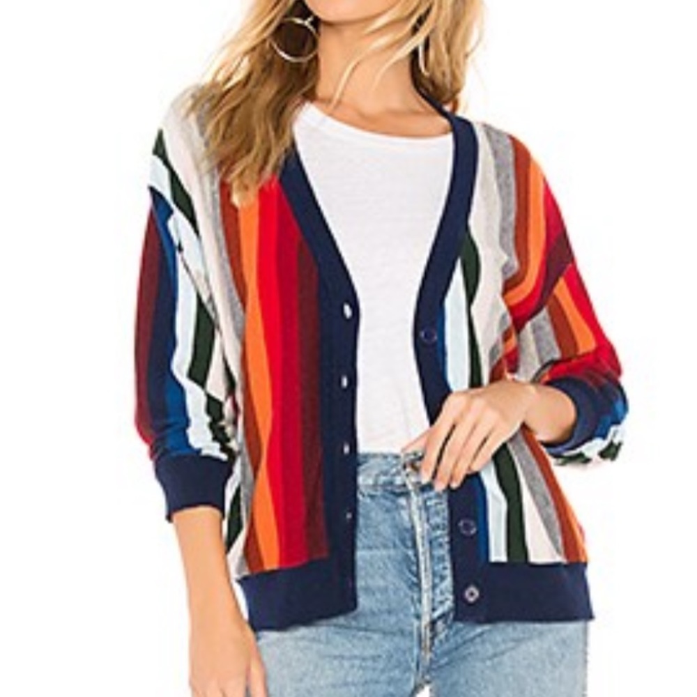 The Great the co-Ed wool blend multi stripe cardigan size 0